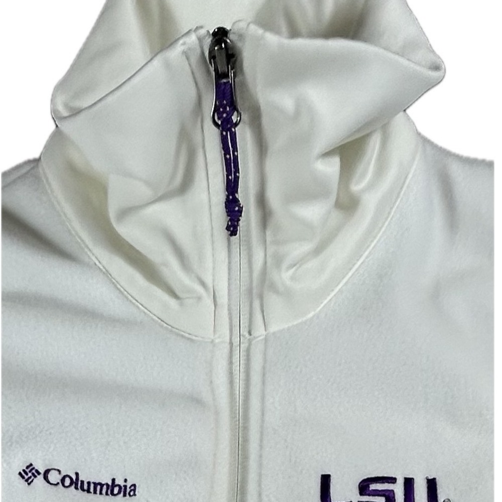 Columbia LSU Tigers Fleece Vest Womens Medium White Full Zip Collegiate Logo